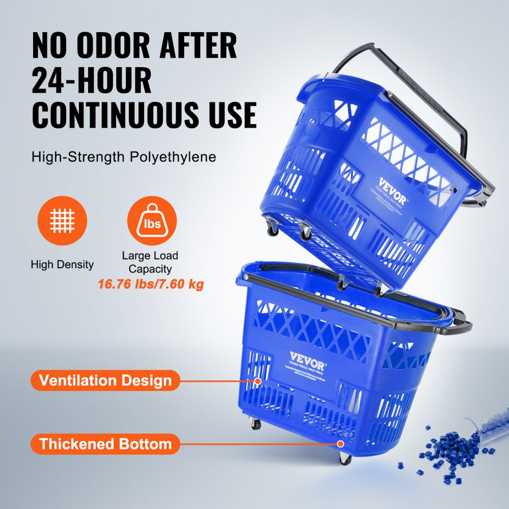 LB-B027-7 - 39L VEVOR Trolley Basket with Rolling Swivel Wheels