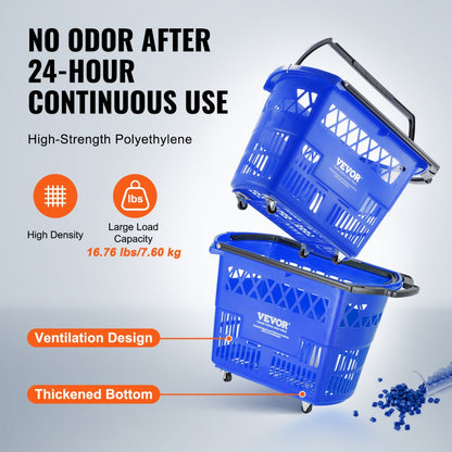 LB-B027-7 - 39L VEVOR Trolley Basket with Rolling Swivel Wheels