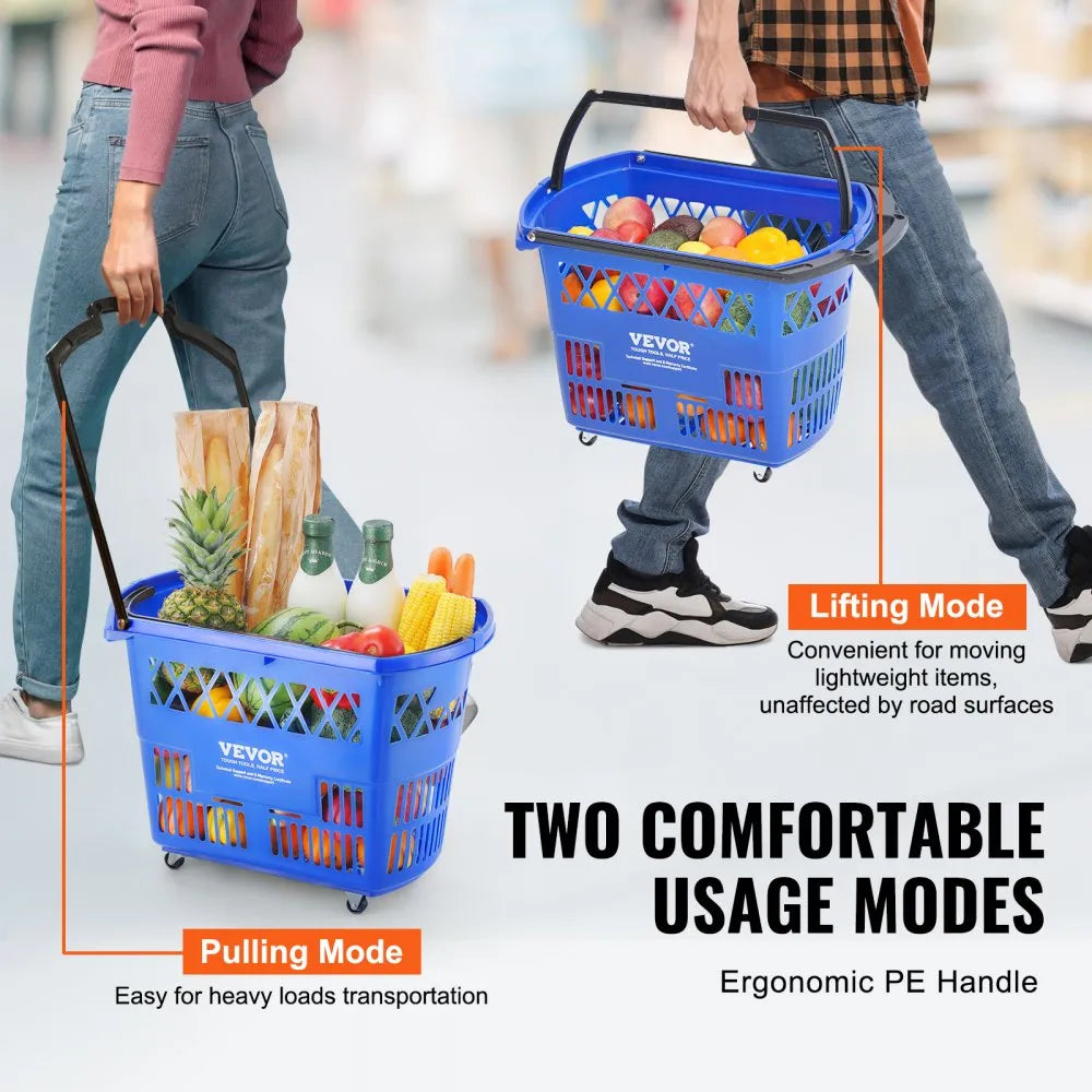 LB-B027-7 - 39L VEVOR Trolley Basket with Rolling Swivel Wheels