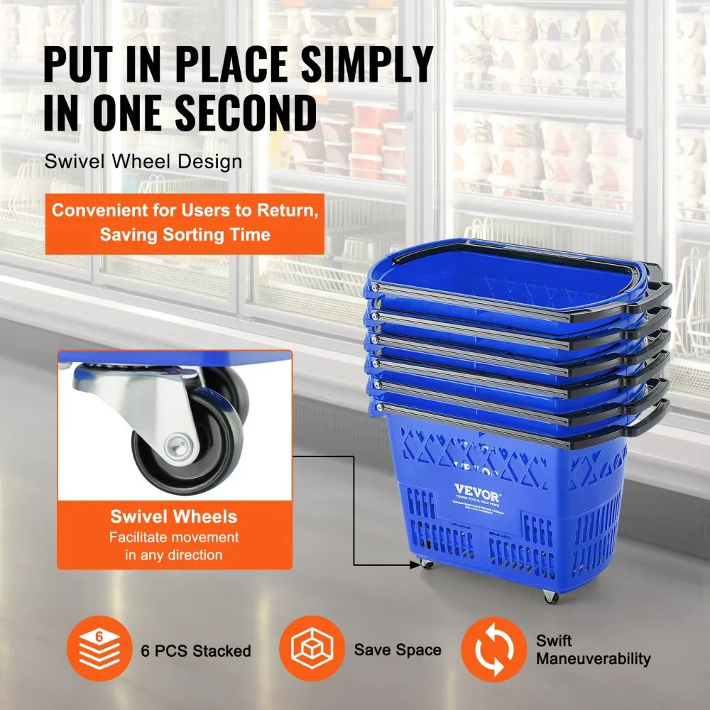 LB-B027-7 - 39L VEVOR Trolley Basket with Rolling Swivel Wheels
