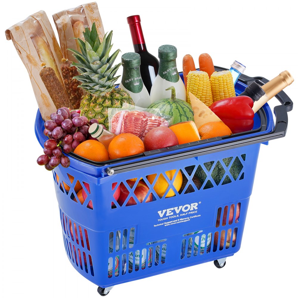 LB-B027-7 - 39L VEVOR Trolley Basket with Rolling Swivel Wheels