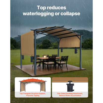 L12ft*W10ft - 10x12 ft Durable Steel Frame Pergola with Waterproof Canopy