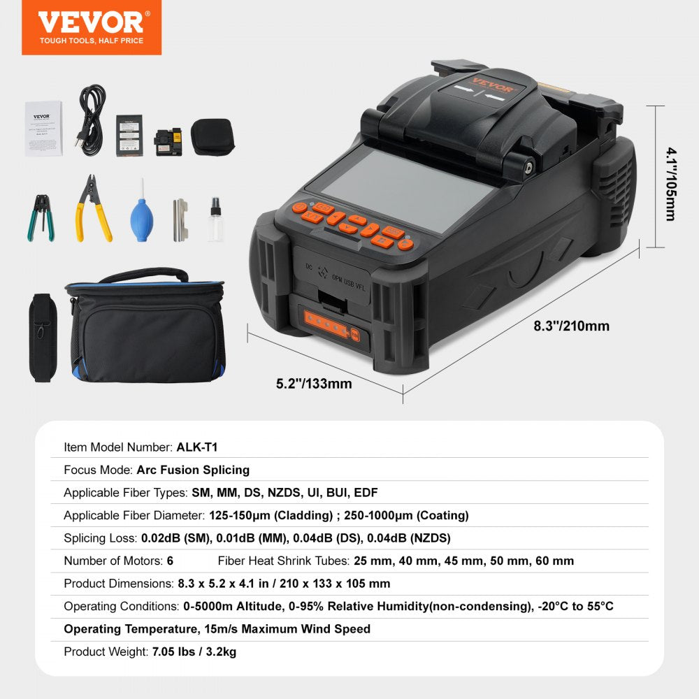 ALK-T1 - VEVOR Fusion Splicer with Core Alignment, 8.3 x 5.2 in