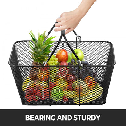 BF-102 - Heavy-Duty 44 lb Metal Shopping Basket - 16.1 x 12.2 x 7.1 in