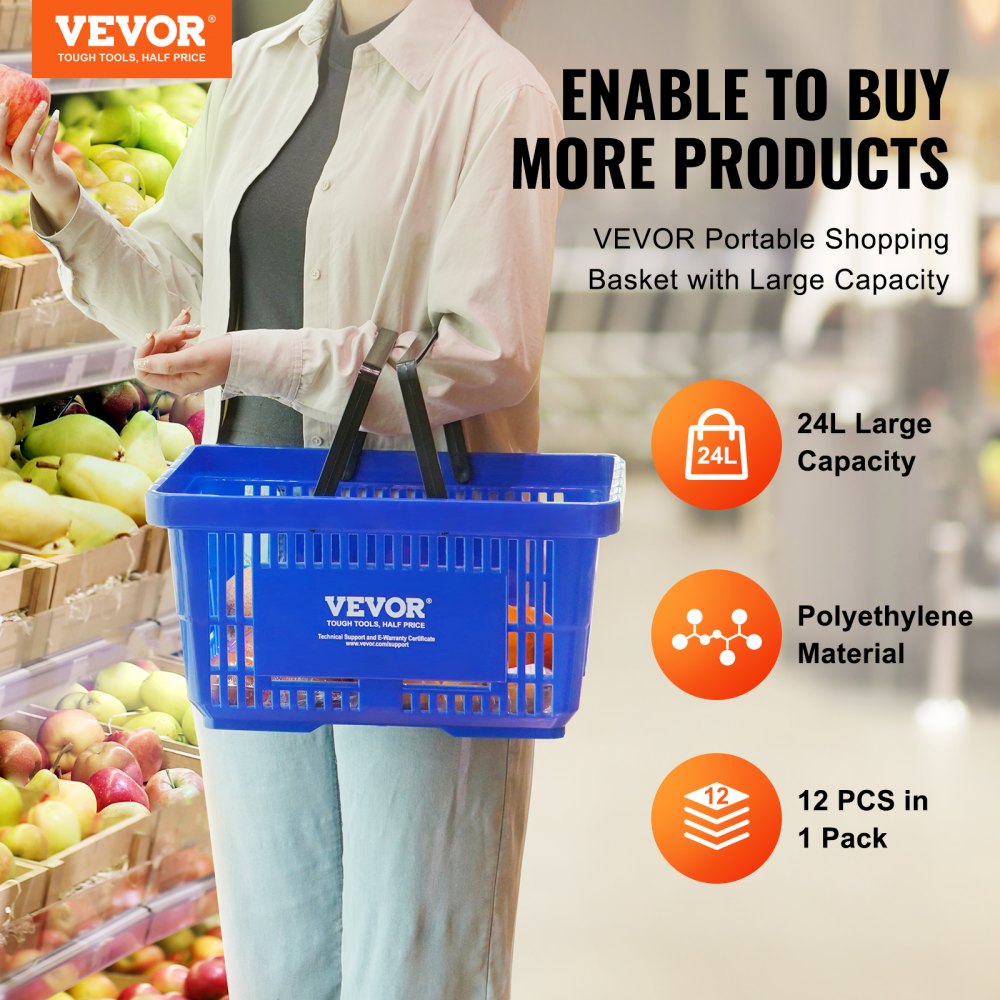 LB-B0051-1 - 24L VEVOR Grocery Basket for Easy Shopping