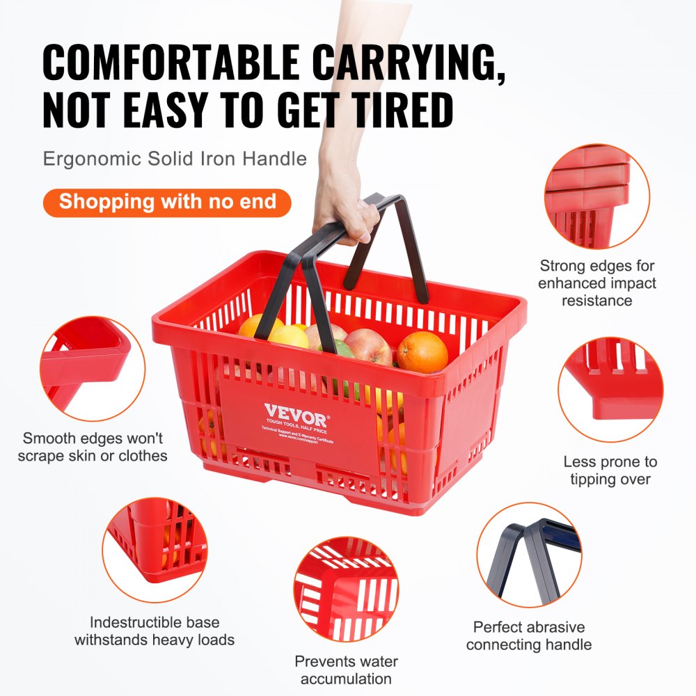 LB-B005-2 - Durable 24L Shopping Basket, 16.73 x 11.61 x 8.86 inch