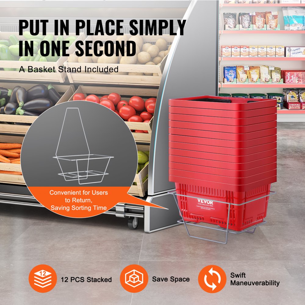 LB-B005-2 - Durable 24L Shopping Basket, 16.73 x 11.61 x 8.86 inch