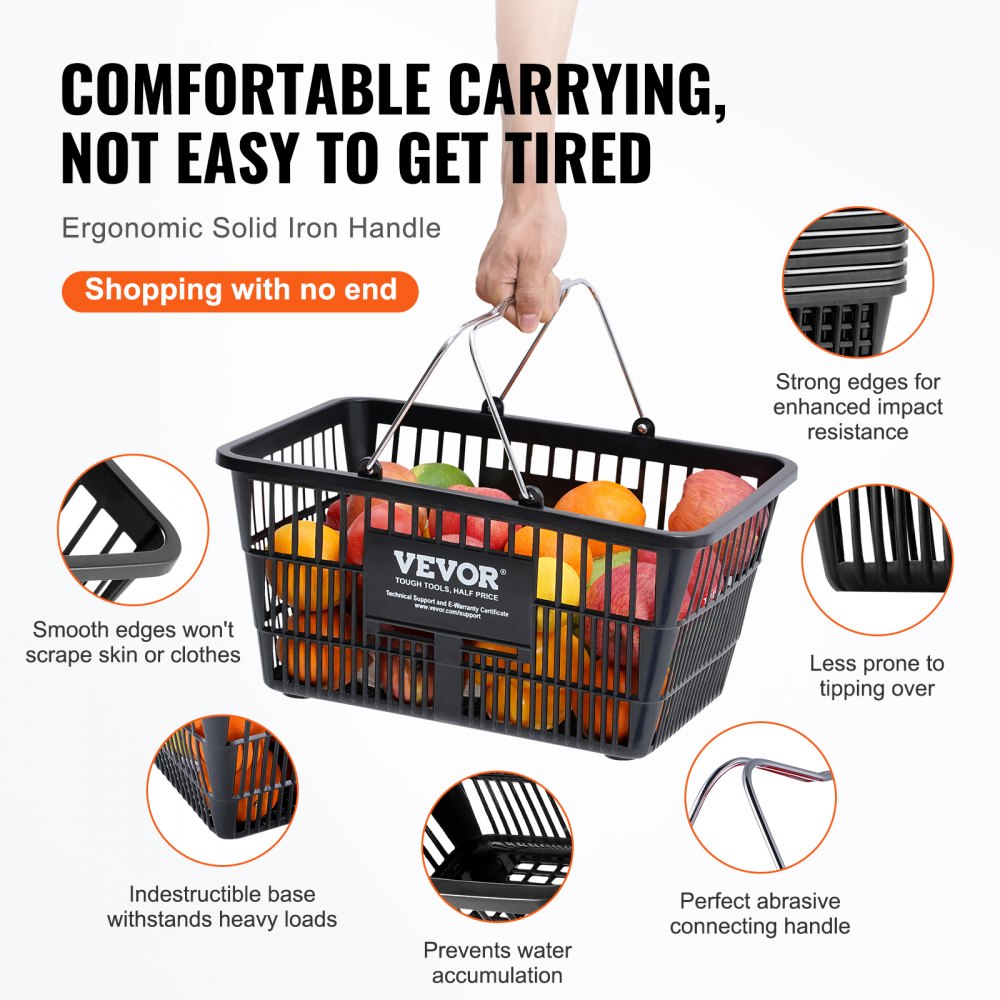 LB-B003-6 - VEVOR 21L Durable Shopping Basket with Ergonomic Handles