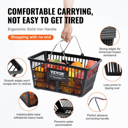 LB-B003-6 - VEVOR 21L Durable Shopping Basket with Ergonomic Handles