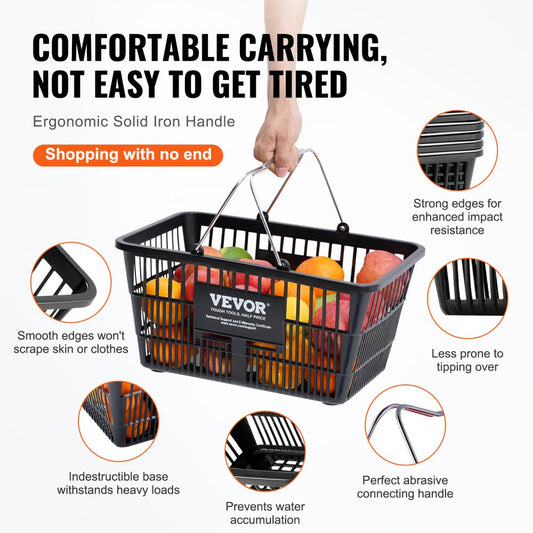LB-B003-6 - VEVOR 21L Durable Shopping Basket with Ergonomic Handles