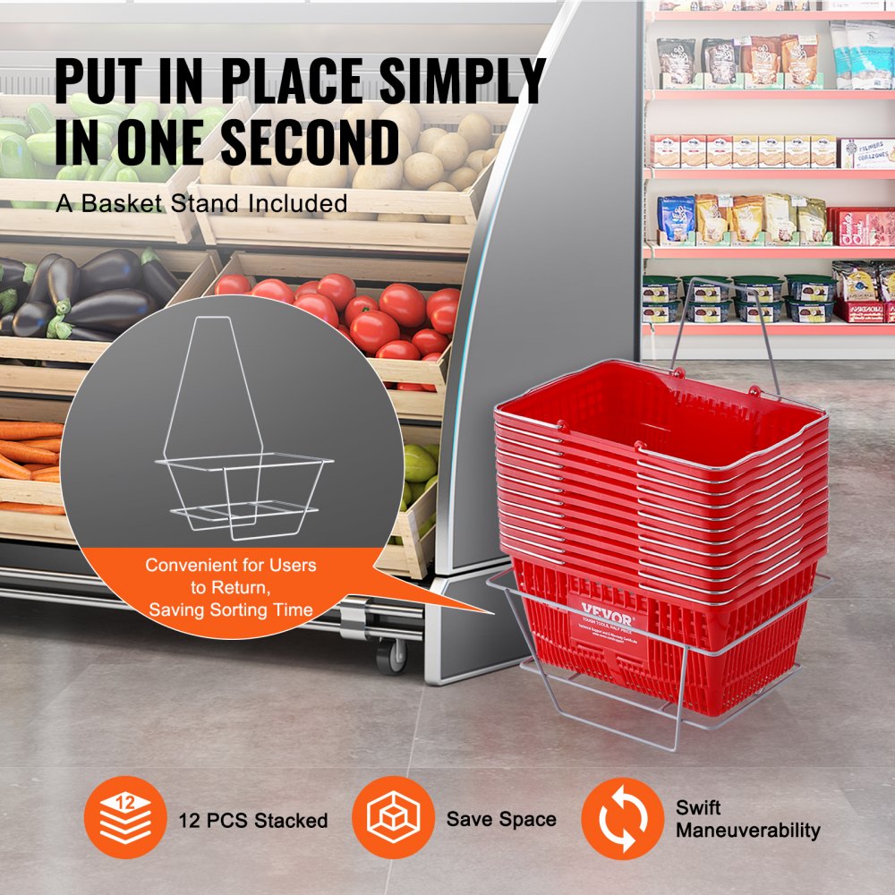 LB-B003-5 - Durable 21L VEVOR Shopping Basket, 16.73 x 12.01 x 8.58 in