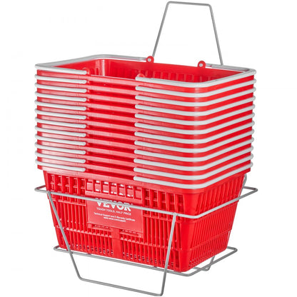 LB-B003-3 - Set of 12 Red 21L Grocery Baskets, 16.5'' x 11.8'' x 8.27''