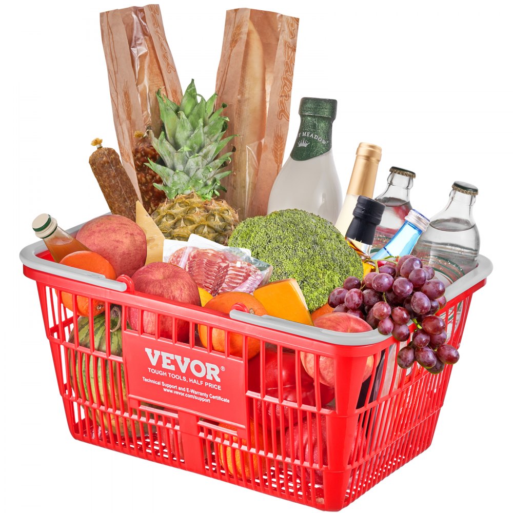 LB-B003-3 - Set of 12 Red 21L Grocery Baskets, 16.5'' x 11.8'' x 8.27''