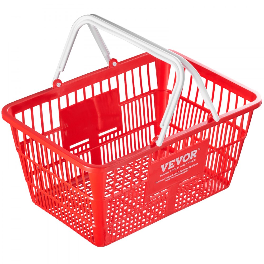 LB-B003-3 - Set of 12 Red 21L Grocery Baskets, 16.5'' x 11.8'' x 8.27''