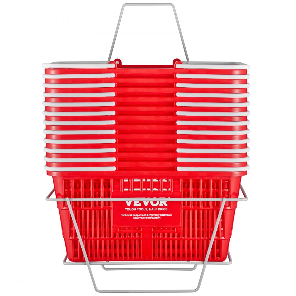 LB-B003-3 - Set of 12 Red 21L Grocery Baskets, 16.5'' x 11.8'' x 8.27''