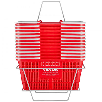 LB-B003-3 - Set of 12 Red 21L Grocery Baskets, 16.5'' x 11.8'' x 8.27''