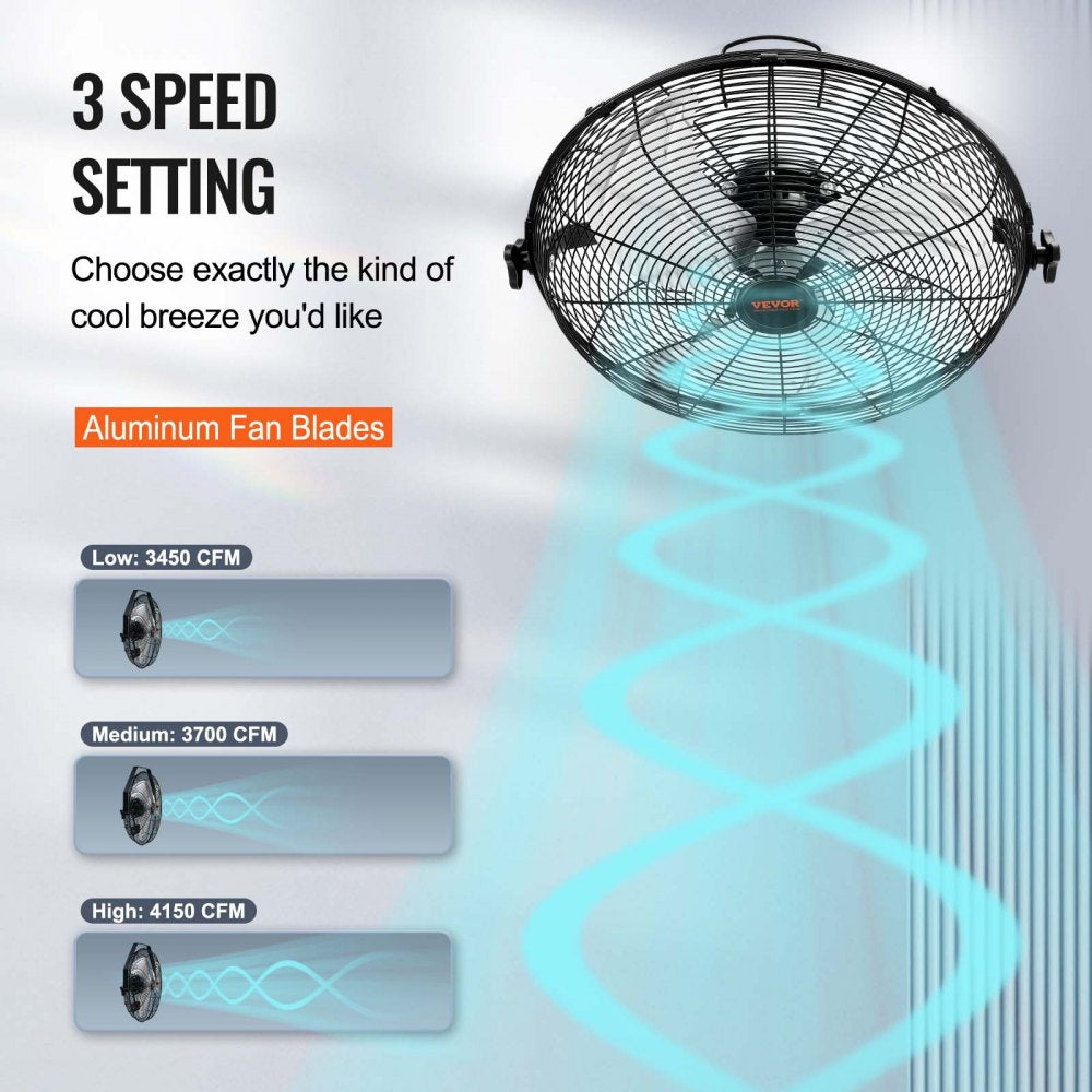 BT-WL18B-N - 18-Inch High-Velocity Wall Fan with 3 Speed Settings