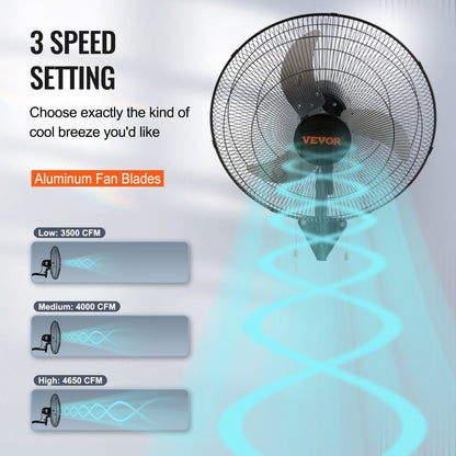 BT-WL20A - 20" Quiet Wall Mount Fan with 3 Speed Settings