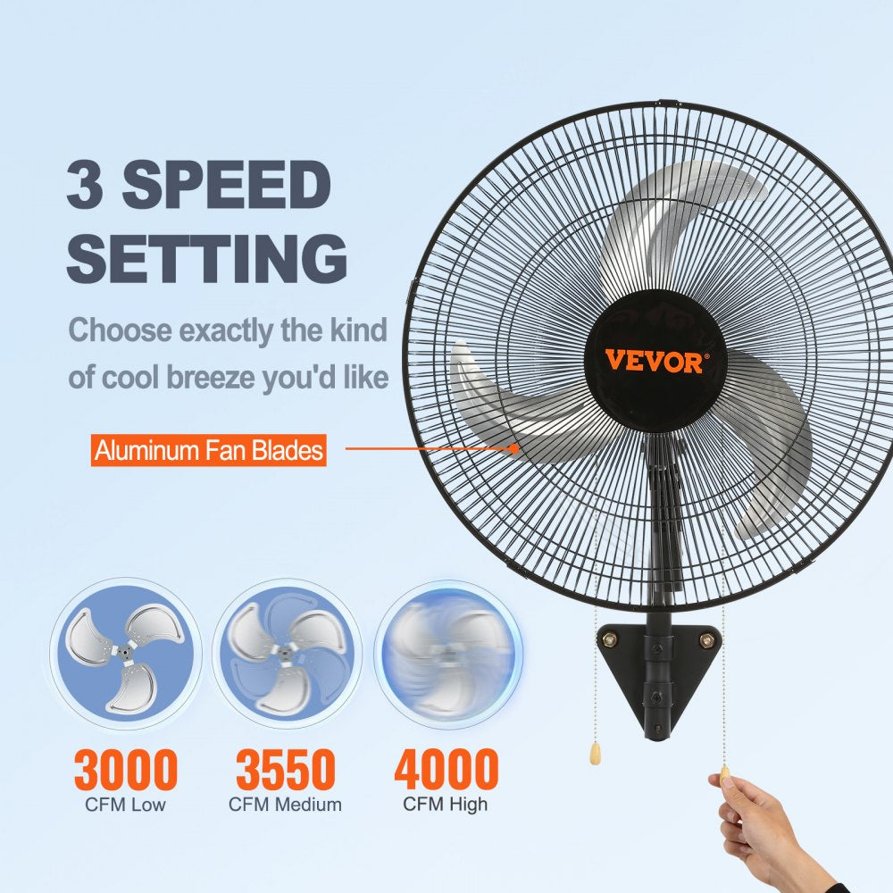 VV-BGSFS18 - 18" Oscillating Wall Mount Fan with 3 Speeds