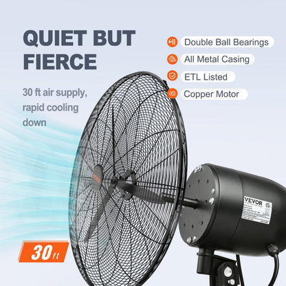 VV-BGSFS24 - 24" Wall-Mount Misting Fan, 7000 CFM, Quiet Operation