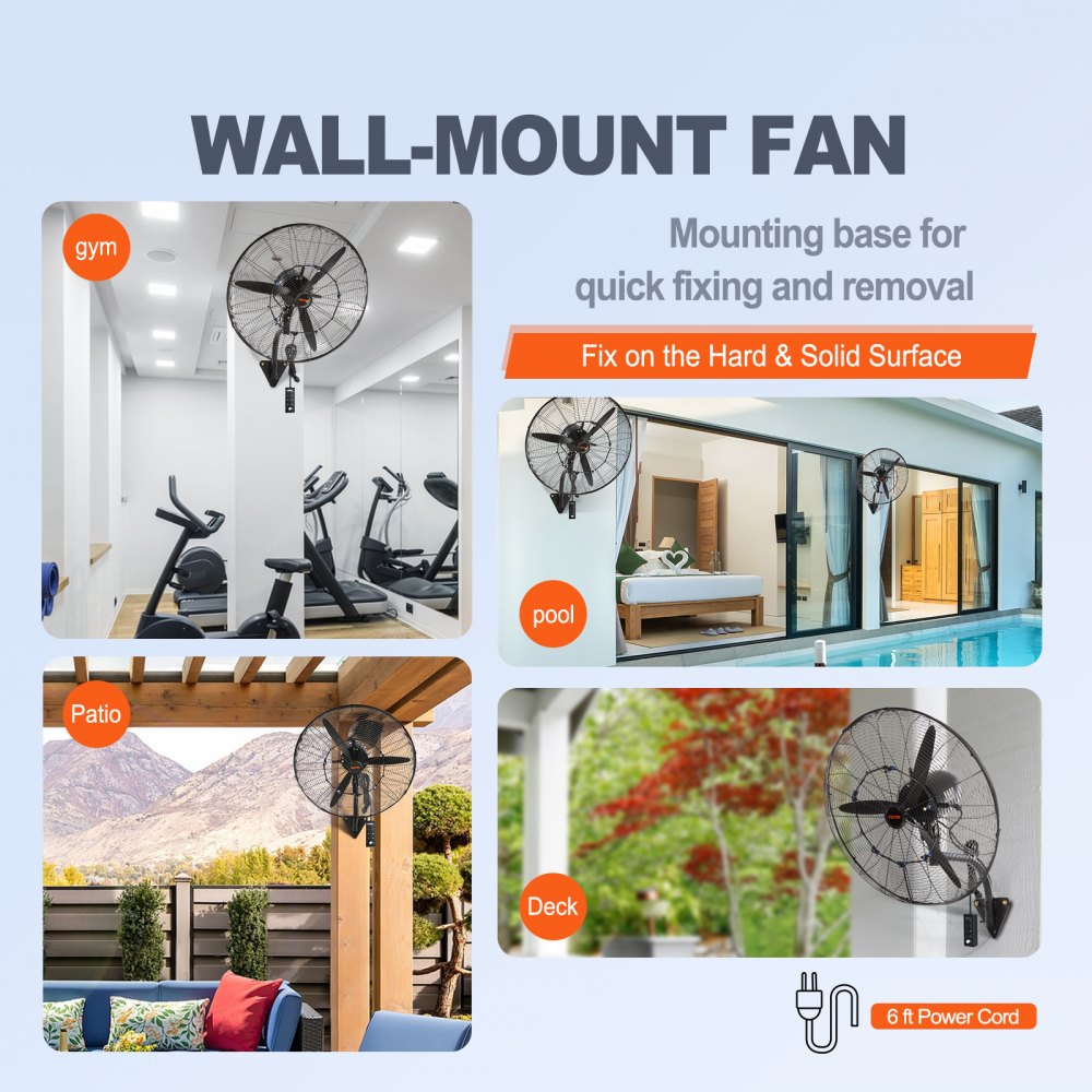 VV-BGSFS24 - 24" Wall-Mount Misting Fan, 7000 CFM, Quiet Operation