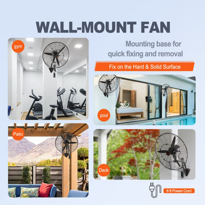 VV-BGSFS24 - 24" Wall-Mount Misting Fan, 7000 CFM, Quiet Operation