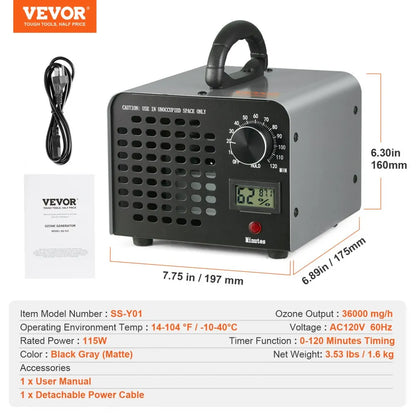 SS-Y01 - 36000mg/h Portable Ozone Generator for Odor Elimination