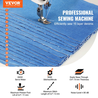 M2 - 550W VEVOR Heavy-Duty Sewing Machine, 0.4" Thickness, 5000 SPM