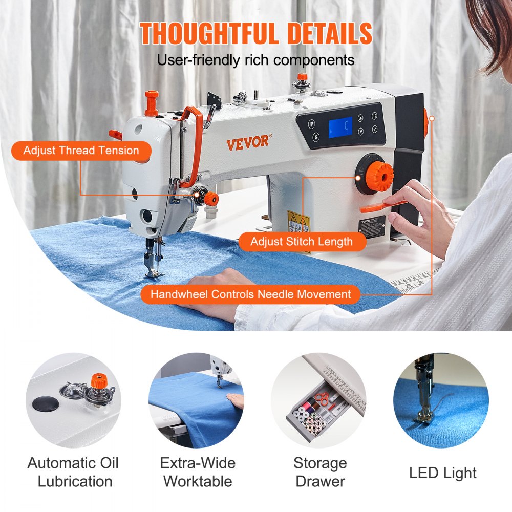 M2 - 550W VEVOR Heavy-Duty Sewing Machine, 0.4" Thickness, 5000 SPM