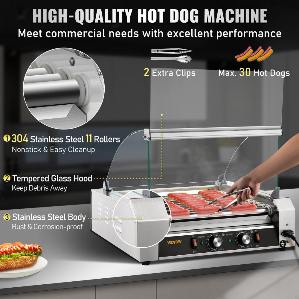 SC-11XD - 30 Hot Dog Stainless Steel Roller with Adjustable Heat Settings