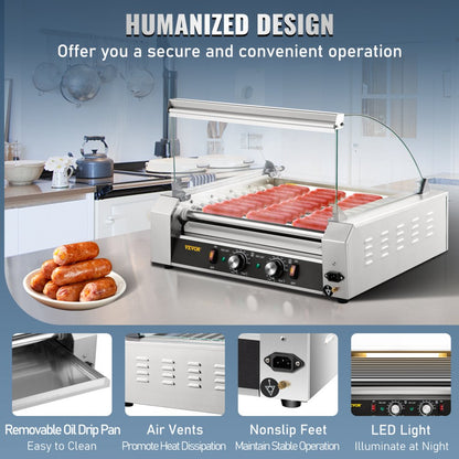 SC-11XD - 30 Hot Dog Stainless Steel Roller with Adjustable Heat Settings