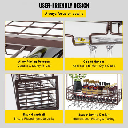 XR-gy001 - Adjustable 46.9" Copper Wine Glass Rack for Elegant Bar Decor
