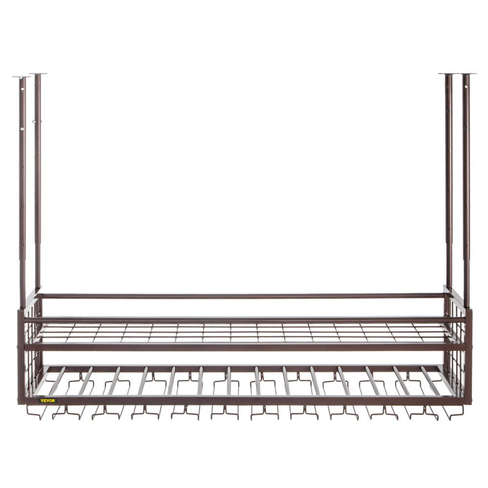 XR-gy001 - Adjustable 46.9" Copper Wine Glass Rack for Elegant Bar Decor