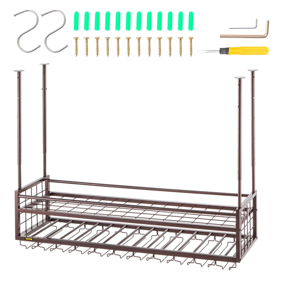 XR-gy001 - Adjustable 46.9" Copper Wine Glass Rack for Elegant Bar Decor