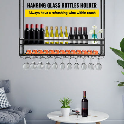 XR-gy002 - Adjustable Ceiling Wine Rack for Goblets & Bottles
