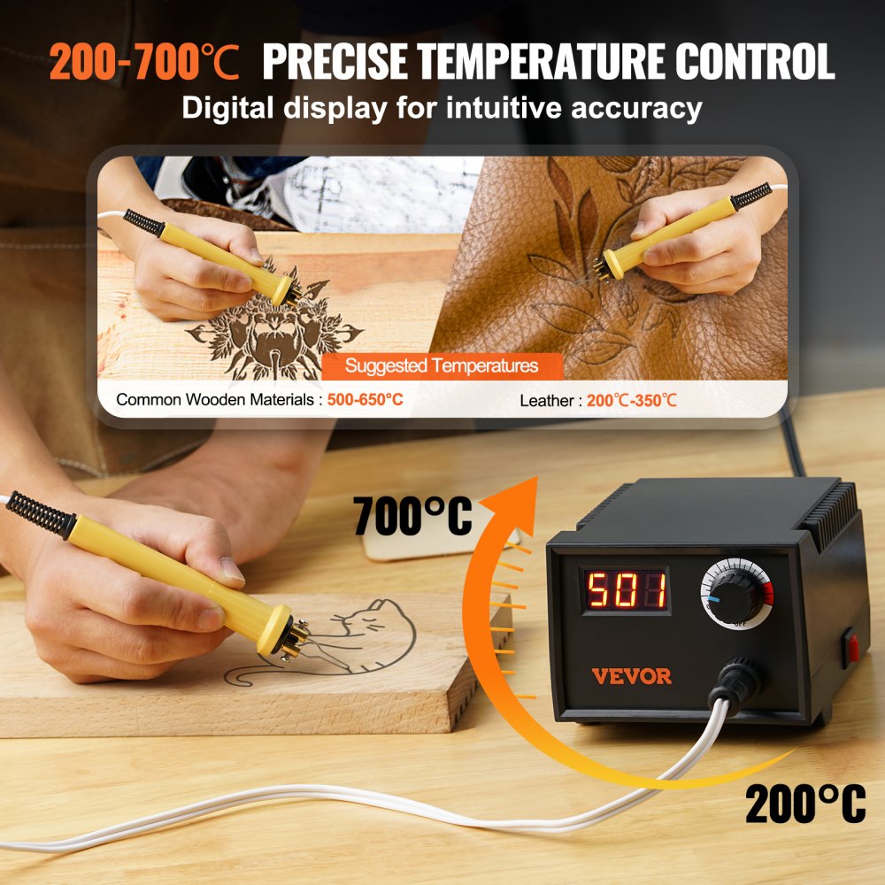 LH40 - Adjustable Wood Burning Kit with 23 Steel Tips and Digital Display
