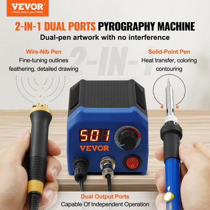 LH55 - Dual Output VEVOR Wood Burning Kit with 2 Pyrography Pens