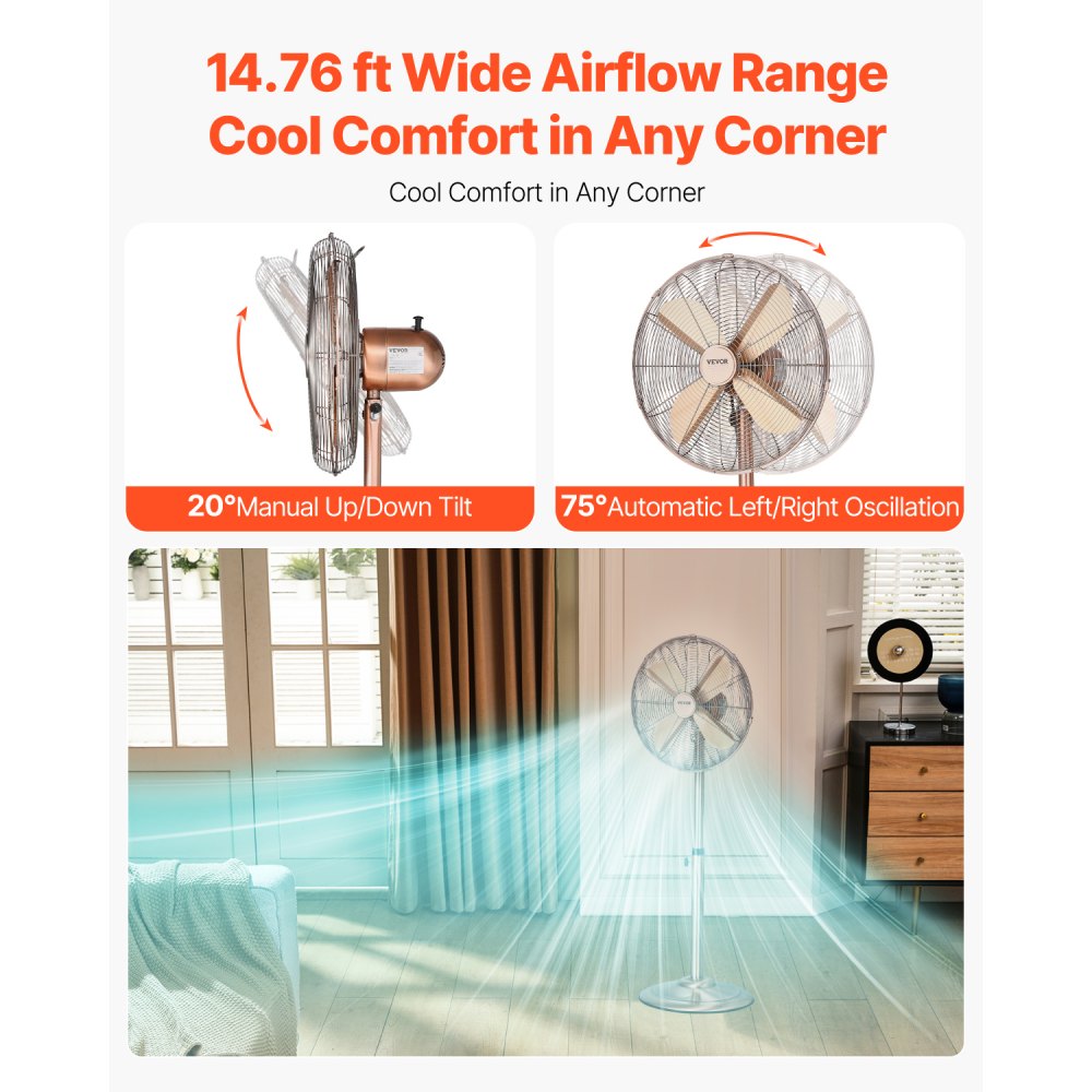 FS40-C1 - 16" Metal Oscillating Pedestal Fan with Adjustable Height