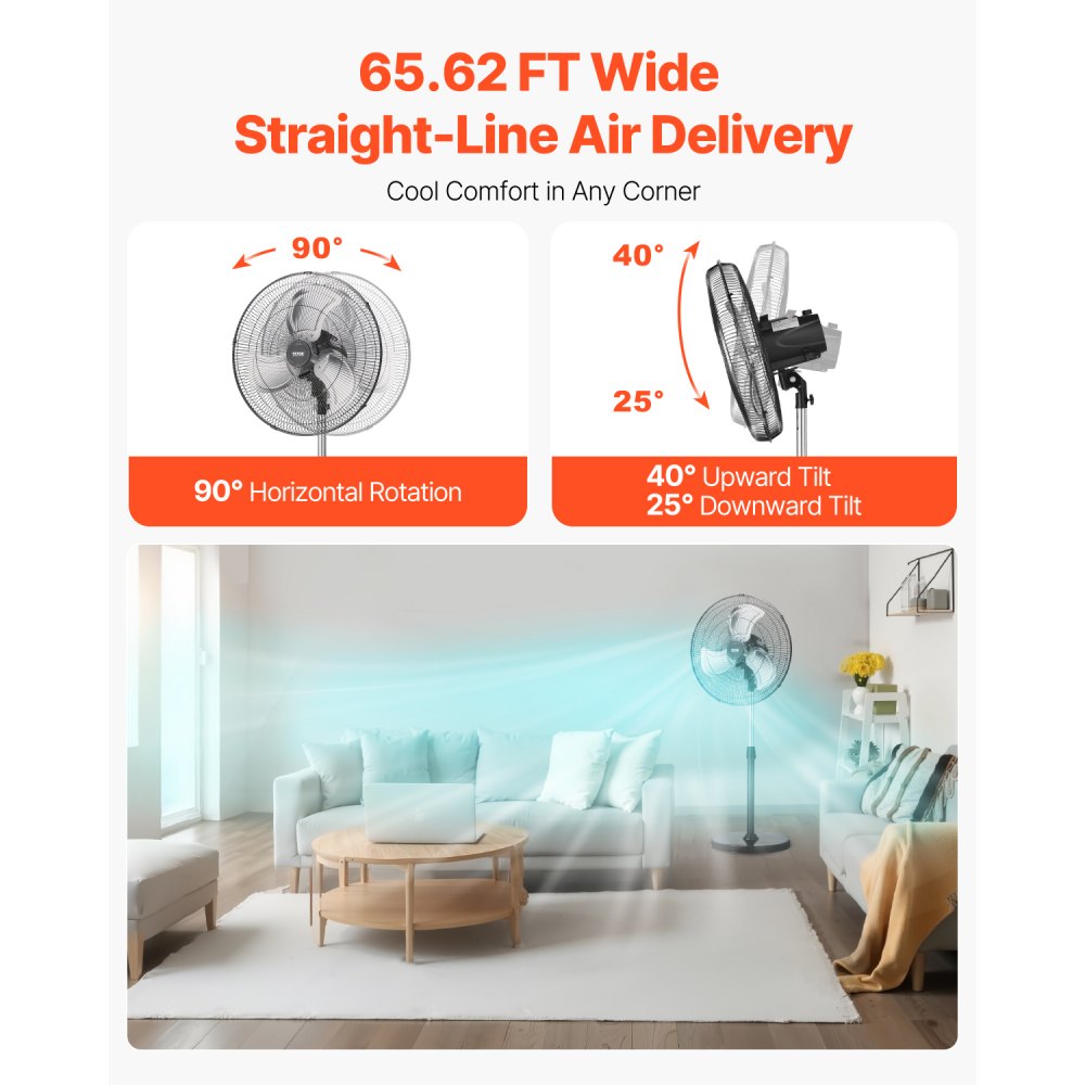BT-HIF18B - Adjustable 18" Oscillating Pedestal Fan with 3-Speed Settings