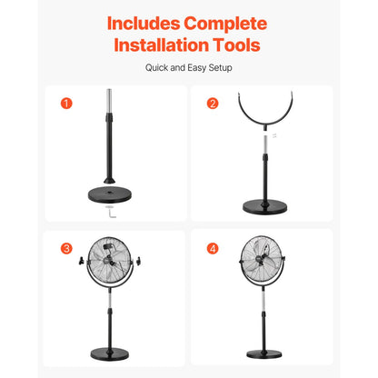 BT-HIF20A - 20" Metal Pedestal Fan, Adjustable Height 46.9"-59.6", 3-Speed