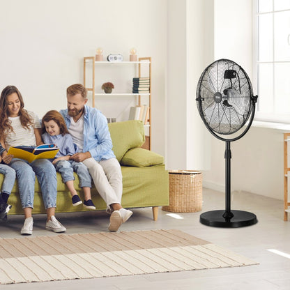 BT-HIF20A - 20" Metal Pedestal Fan, Adjustable Height 46.9"-59.6", 3-Speed