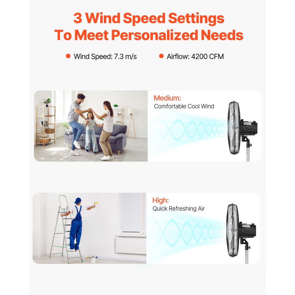 BT-HIF20B - 43.5"-54.3" Adjustable Industrial Fan with 5400 CFM Airflow