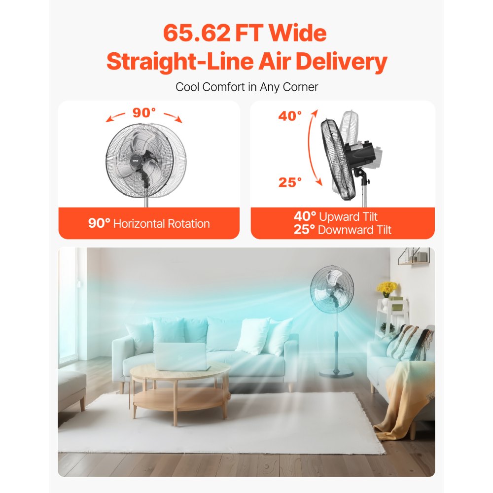 BT-HIF20B - 43.5"-54.3" Adjustable Industrial Fan with 5400 CFM Airflow