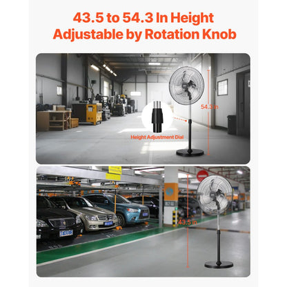BT-HIF20B - 43.5"-54.3" Adjustable Industrial Fan with 5400 CFM Airflow