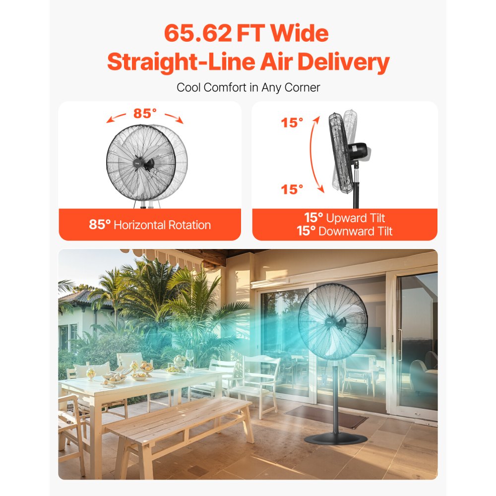 BT-HIF30B - 30" 3-Speed Oscillating Metal Fan with Adjustable Height
