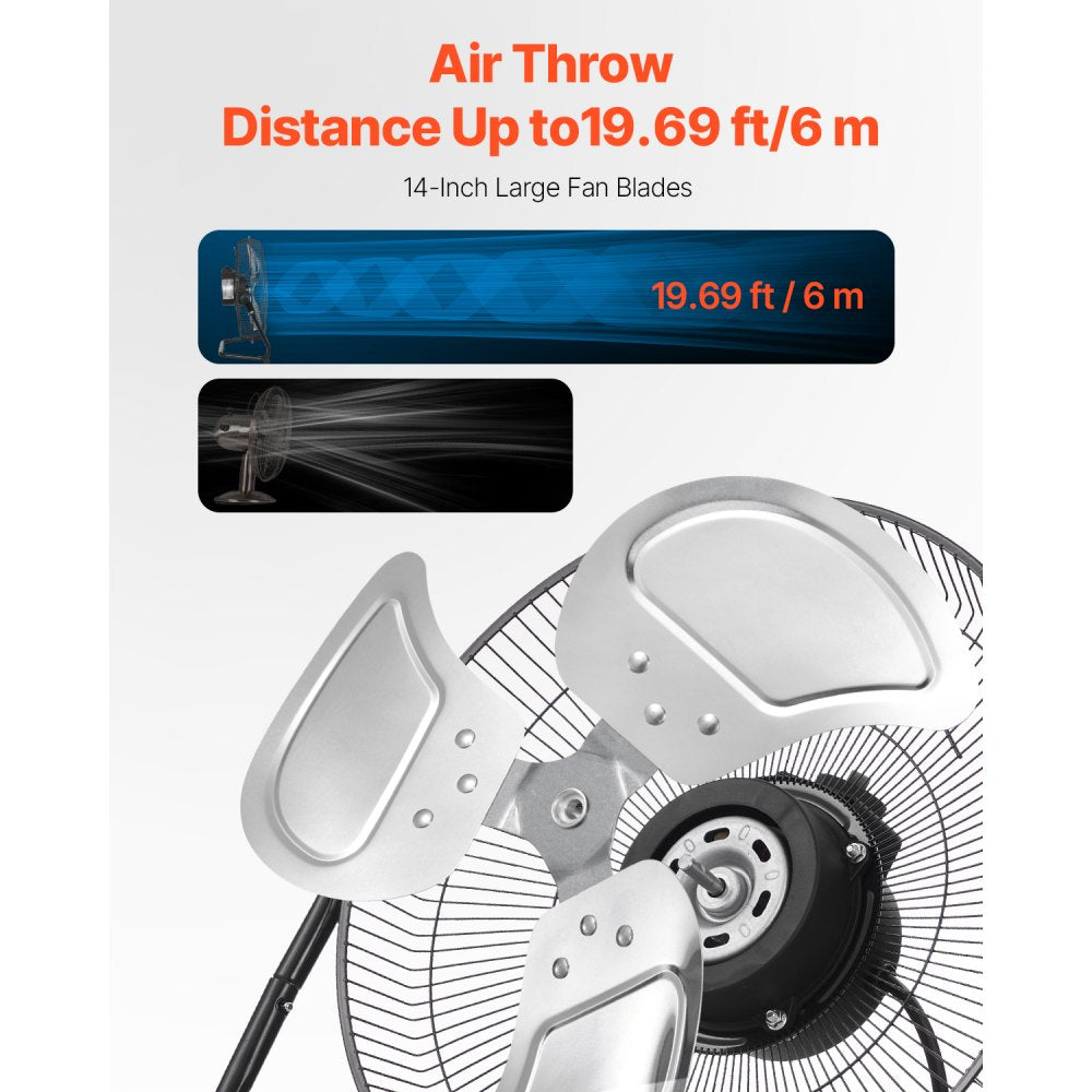 HIFANXFLOOR14 - 14" High-Speed Fan with 2560 CFM Airflow and Adjustable Tilt