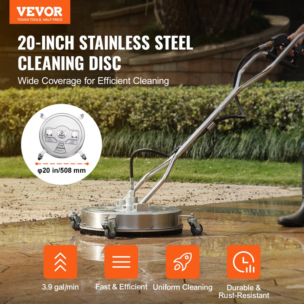 BS20S - 20" Stainless Steel Pressure Washer Surface Cleaner, 4500 PSI Performance
