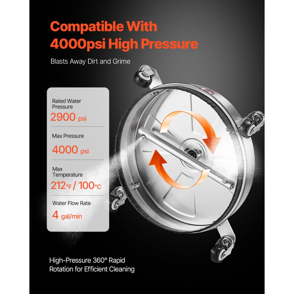 QD-XDP10 - 16.5" Stainless Steel Surface Cleaner with 4 Wheels