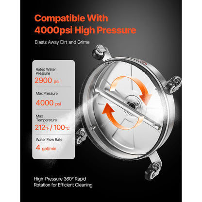 QD-XDP10 - 16.5" Stainless Steel Surface Cleaner with 4 Wheels