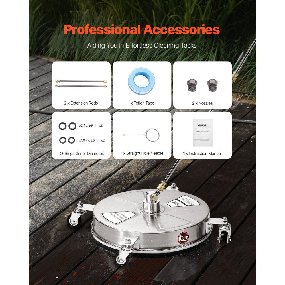 QD-XDP10 - 16.5" Stainless Steel Surface Cleaner with 4 Wheels